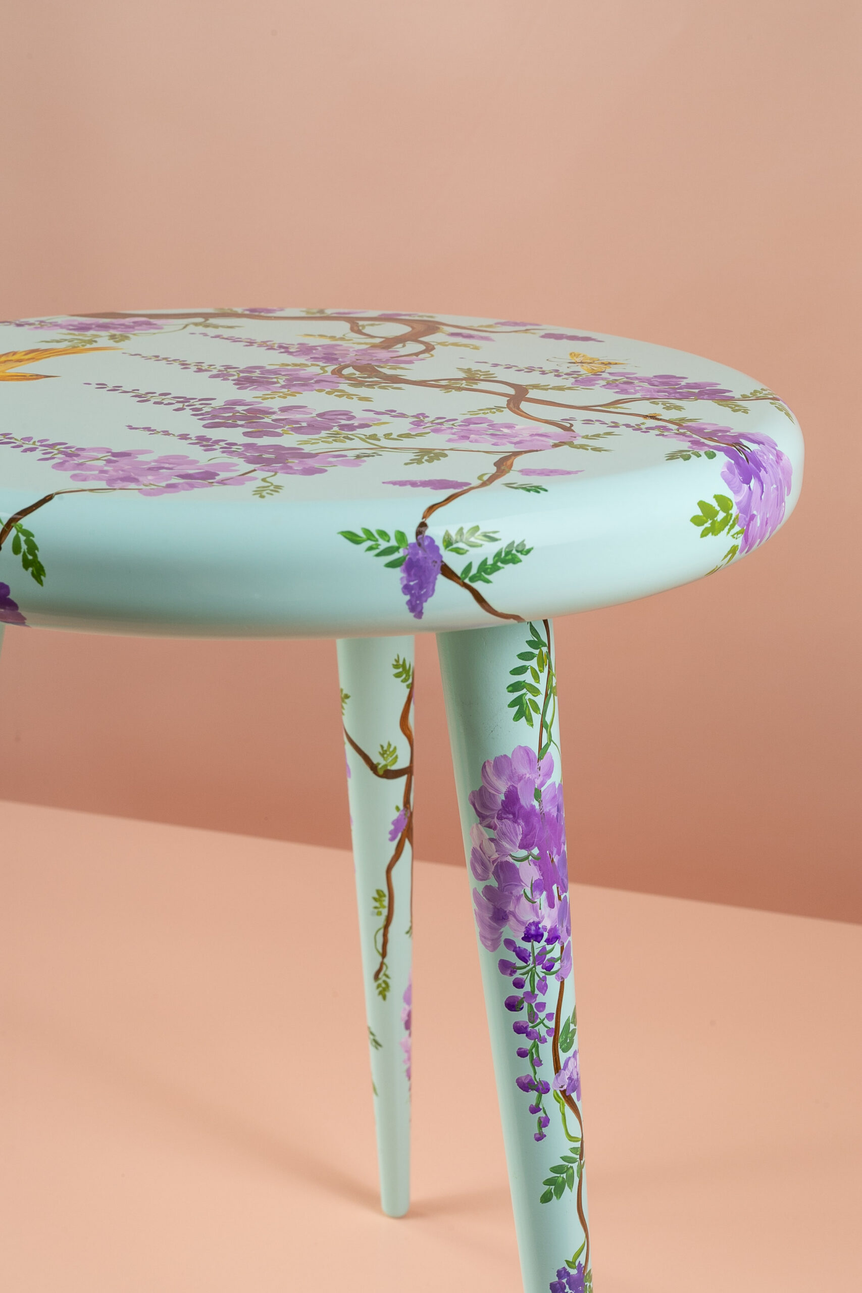 Hand-painted Animalick furniture piece in studio